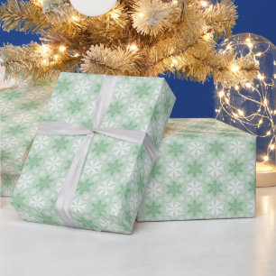 Bright Green and Winter White Snowflake Pattern Wrapping Paper