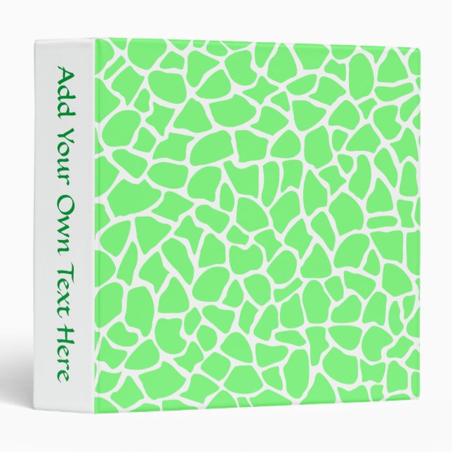 Bright Green Animal Print Giraffe Pattern Binder (Front/Spine)