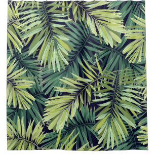 Bright green background with tropical plants. Seam