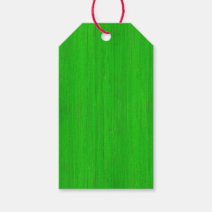 Bright Green Bamboo Wood Grain Look Gift Tags