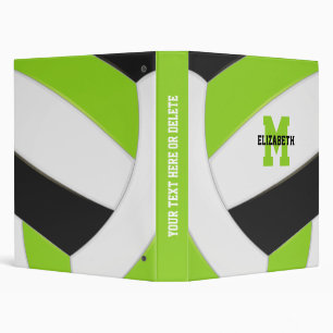 bright green black monogrammed volleyball binder