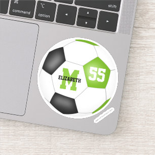 Bright green black soccer ball personalized 