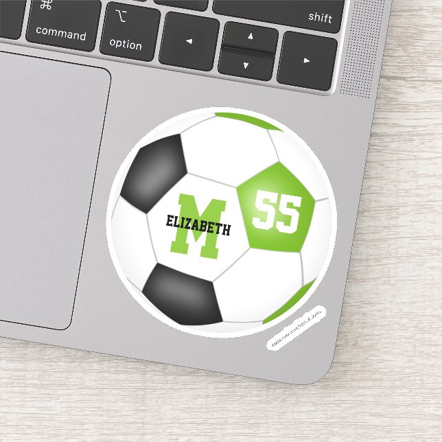 Bright green black soccer ball personalized  (Detail)
