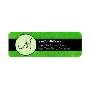 BRIGHT GREEN BLACK Wedding Monogram Address Label