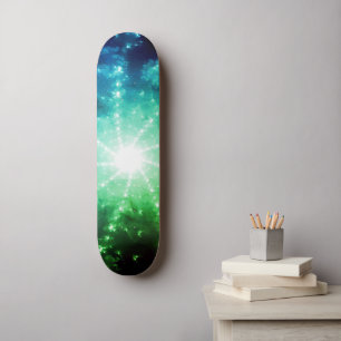 Bright Green Blue Light at End of the Tunnel  Skateboard