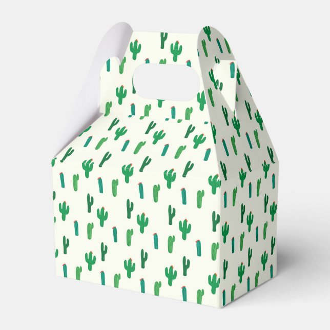 Bright Green Cactus Pattern Favor Box (Front Side)
