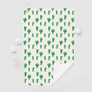 Bright Green Cactus Pattern Golf Towel