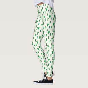 Bright Green Cactus Pattern Leggings