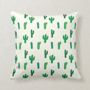 Bright Green Cactus Pattern Throw Pillow