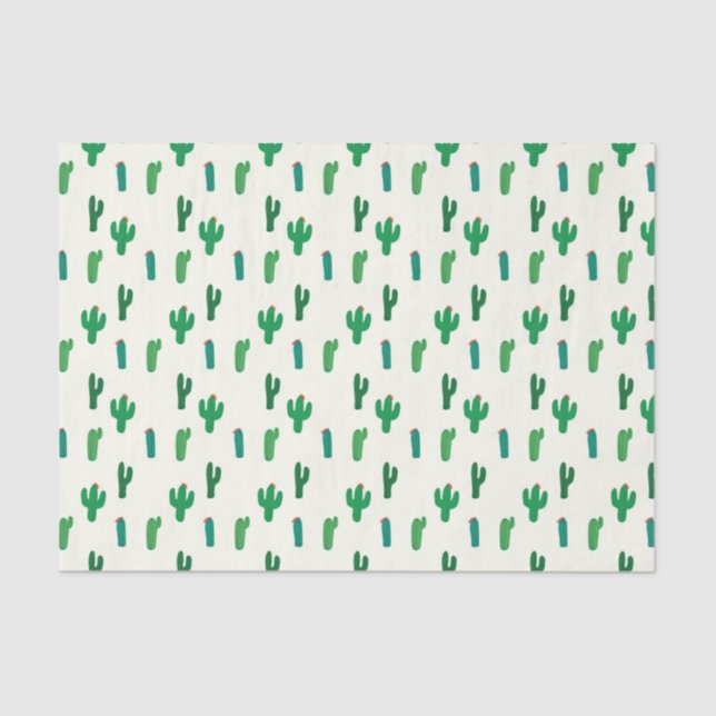Bright Green Cactus Pattern Tissue Paper (Front)