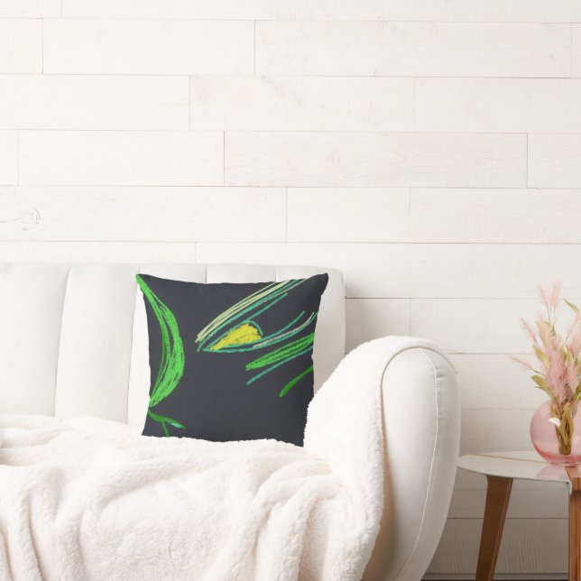 Bright Green Character  Throw Pillow (Couch)