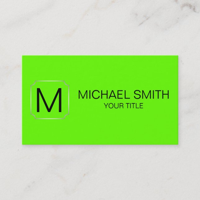 Bright green colour background business card (Front)