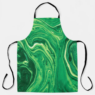 Bright Green Creative Mixed Textile Design. Grunge Apron