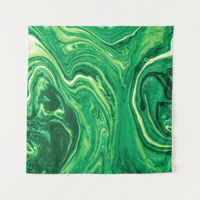 Bright Green Creative Mixed Textile Design. Grunge Tapestry (Front)