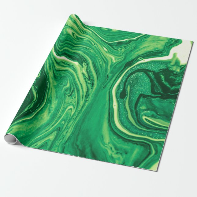 Bright Green Creative Mixed Textile Design. Grunge Wrapping Paper (Unrolled)