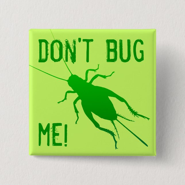 Bright Green Cricket 2 Inch Square Button (Front)