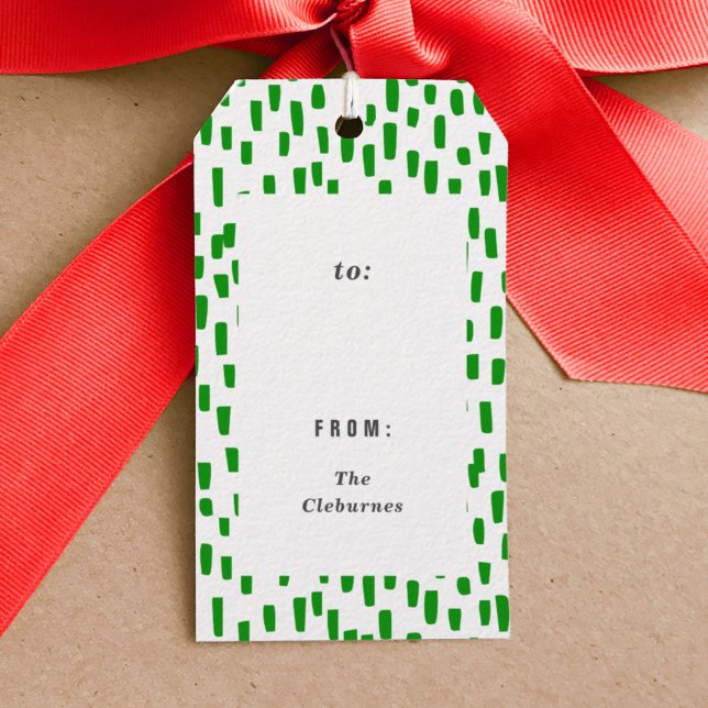 Bright Green Dashing Gift Tags (Dashing bright green hand-drawn Christmas gift tag.)