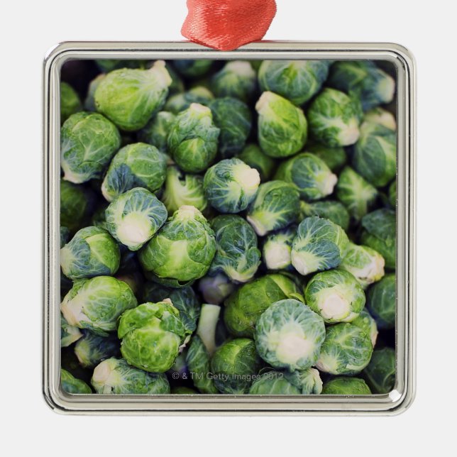 Bright Green Fresh Brussels Sprouts Metal Ornament (Front)