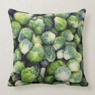 Bright Green Fresh Brussels Sprouts Throw Pillow
