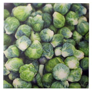 Bright Green Fresh Brussels Sprouts Tile