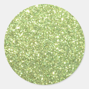 Bright Green Glitter Sparkles Classic Round Sticker