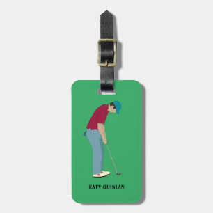 Bright Green Golfing Themed Luggage Tag