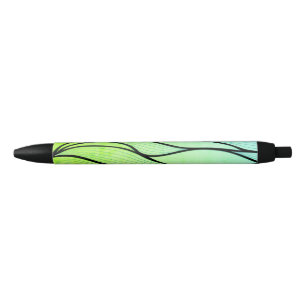 Bright Green Hues Creative Leave Pattern  Black Ink Pen