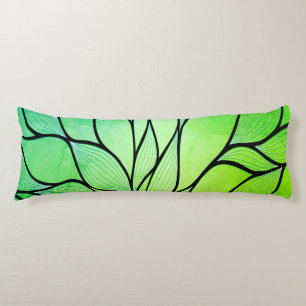 Bright Green Hues Creative Leave Pattern  Body Pillow