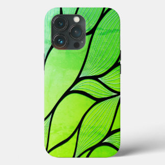 Bright Green Hues Creative Leave Pattern iPhone 13 Pro Case