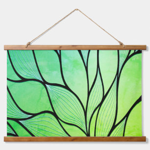 Bright Green Hues Creative Leave Pattern  Hanging Tapestry