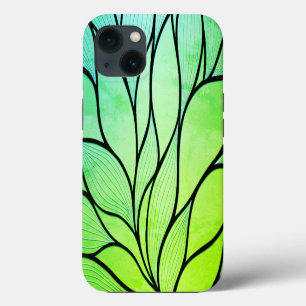 Bright Green Hues Creative Leave Pattern iPhone 13 Case