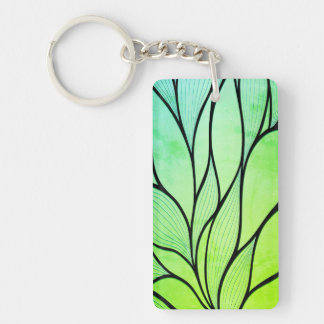 Bright Green Hues Creative Leave Pattern Keychain