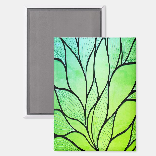 Bright Green Hues Creative Leave Pattern  Magnet (Front/Back)