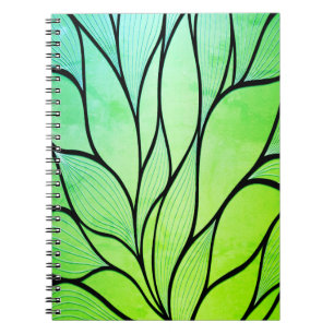 Bright Green Hues Creative Leave Pattern  Notebook