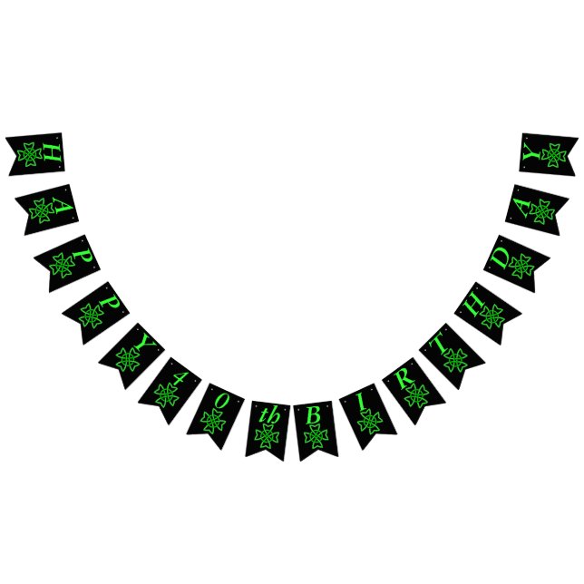 Bright Green Irish Celtic Knot Design on Black Bunting Flags (All)