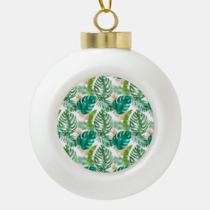 Bright Green Leaf Variety Metallic Colours Summer Ceramic Ball Christmas Ornament