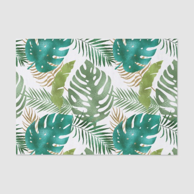 Bright Green Leaf Variety Metallic Colours Summer Tissue Paper (Front)