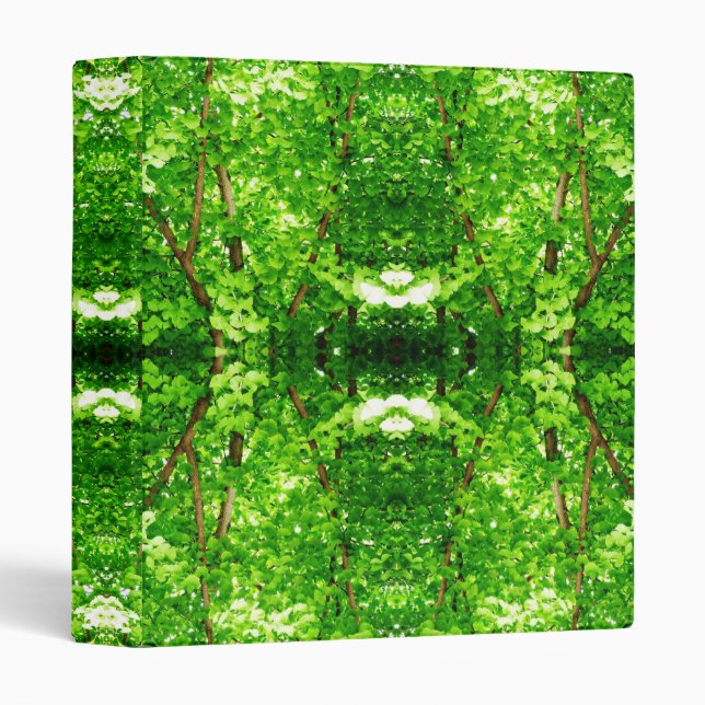 Bright Green Leafy Abstract Binder (Front/Spine)