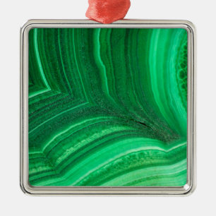Bright green Malachite Mineral Metal Ornament