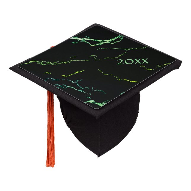 Bright Green Marble Year Graduation Cap Topper (Angled)