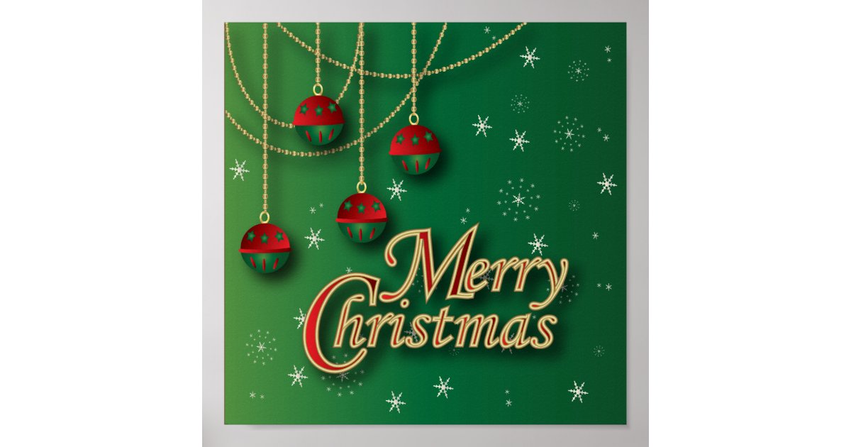 Bright Green Merry Christmas Poster | Zazzle