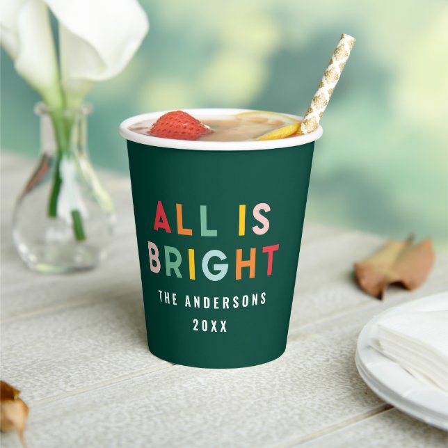 Bright green modern Christmas family decor Paper Cups (Insitu)