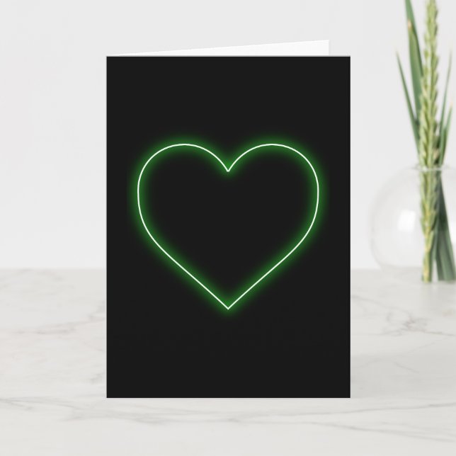 Bright Green Neon Heart - Love Valentines Holiday Card (Front)