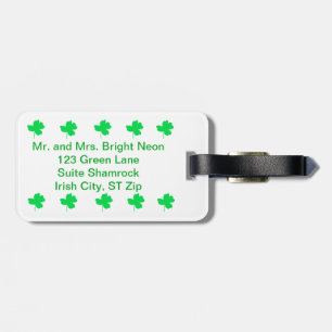 Bright Green Neon Shamrock Personalize Luggage Tag