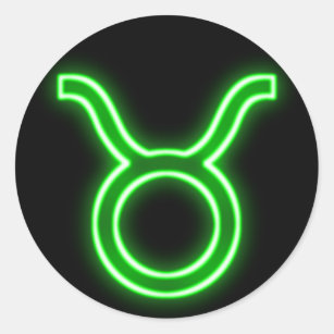 Bright Green Neon - Taurus the Bull Star Sign Classic Round Sticker