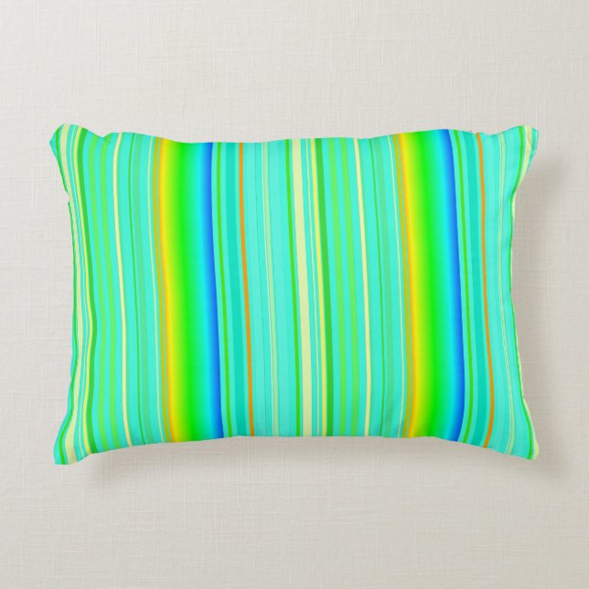 Bright green original vertical striped accent pillow (Front)