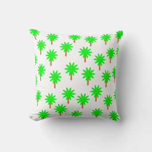 Bright Green Palm Tree Design Throw Pillow