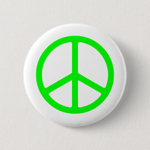 Bright Green Peace Sign 2 Inch Round Button