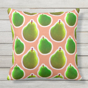 Bright Green Pears Throw Pillow