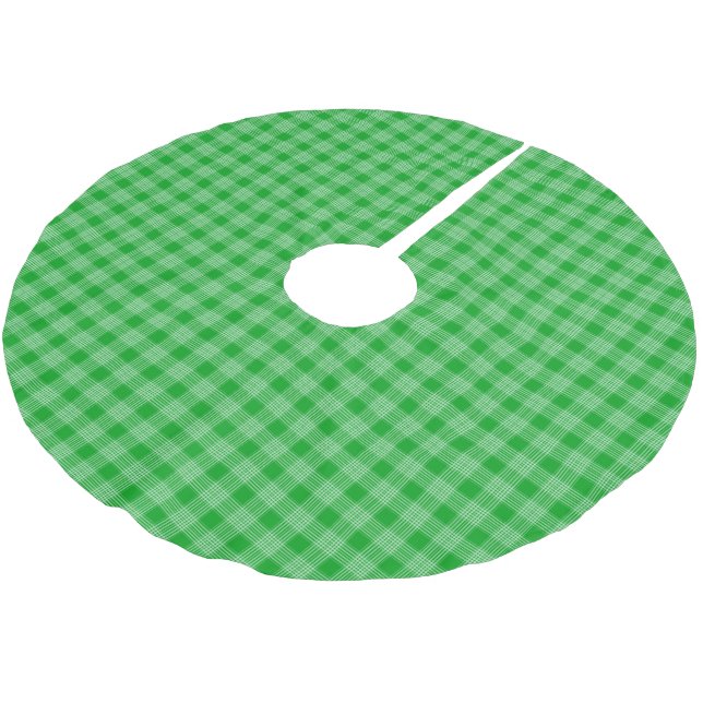 Bright Green Plaid  Brushed Polyester Tree Skirt (Angled)